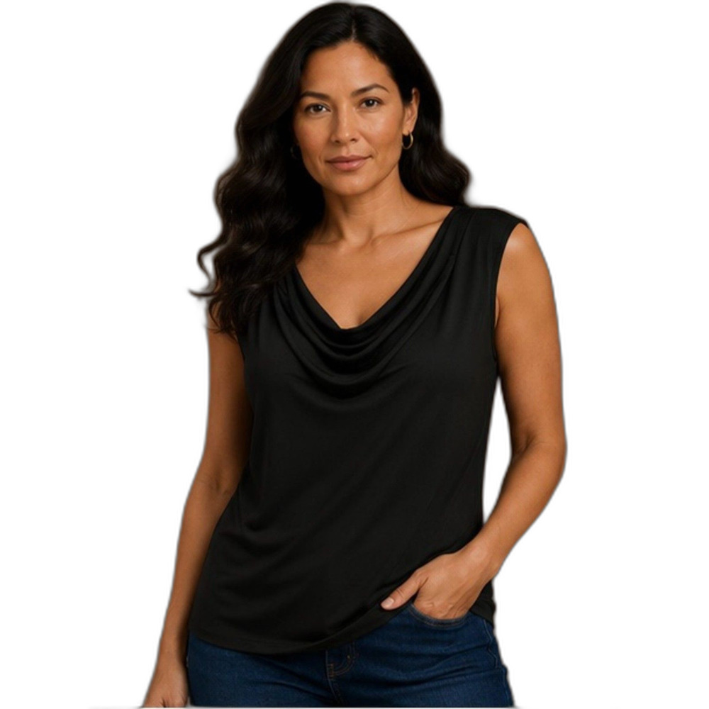 George Black Sleeveless Draped Neck Camisole -Size XL